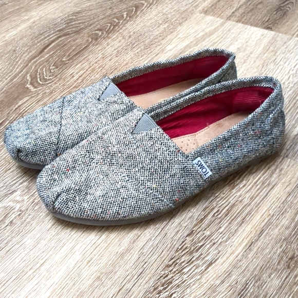 Toms Shoes - Toms Karsen Black & White Metallic Multicolor Canvas Slide On Shoes Size 6.5